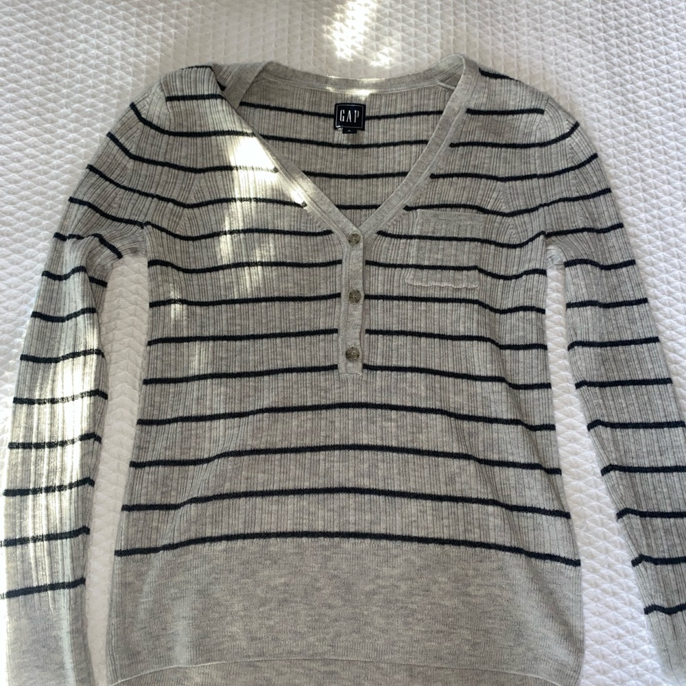 Grey and black lined sweater